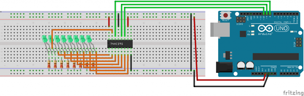 BreadBoard 74HC595 Step 7