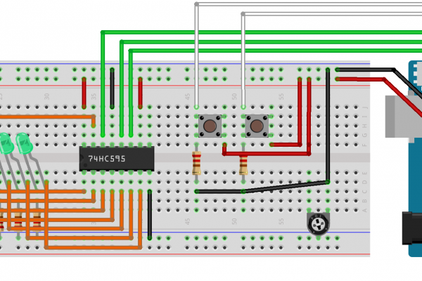 Push Button e 74HC595 su Arduino