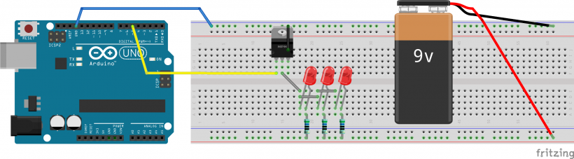 Alimentazione breadboard con MOSFET IRF520