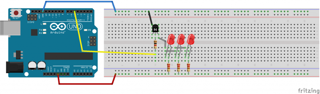 corrente di 60mA, 3 LED in parallelo alimentati con Transistor BC546