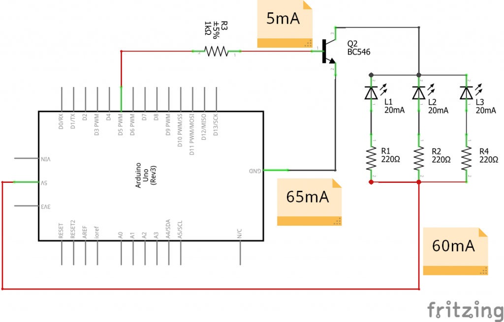 Transistor come interruttore di corrente pilotato da Arduino